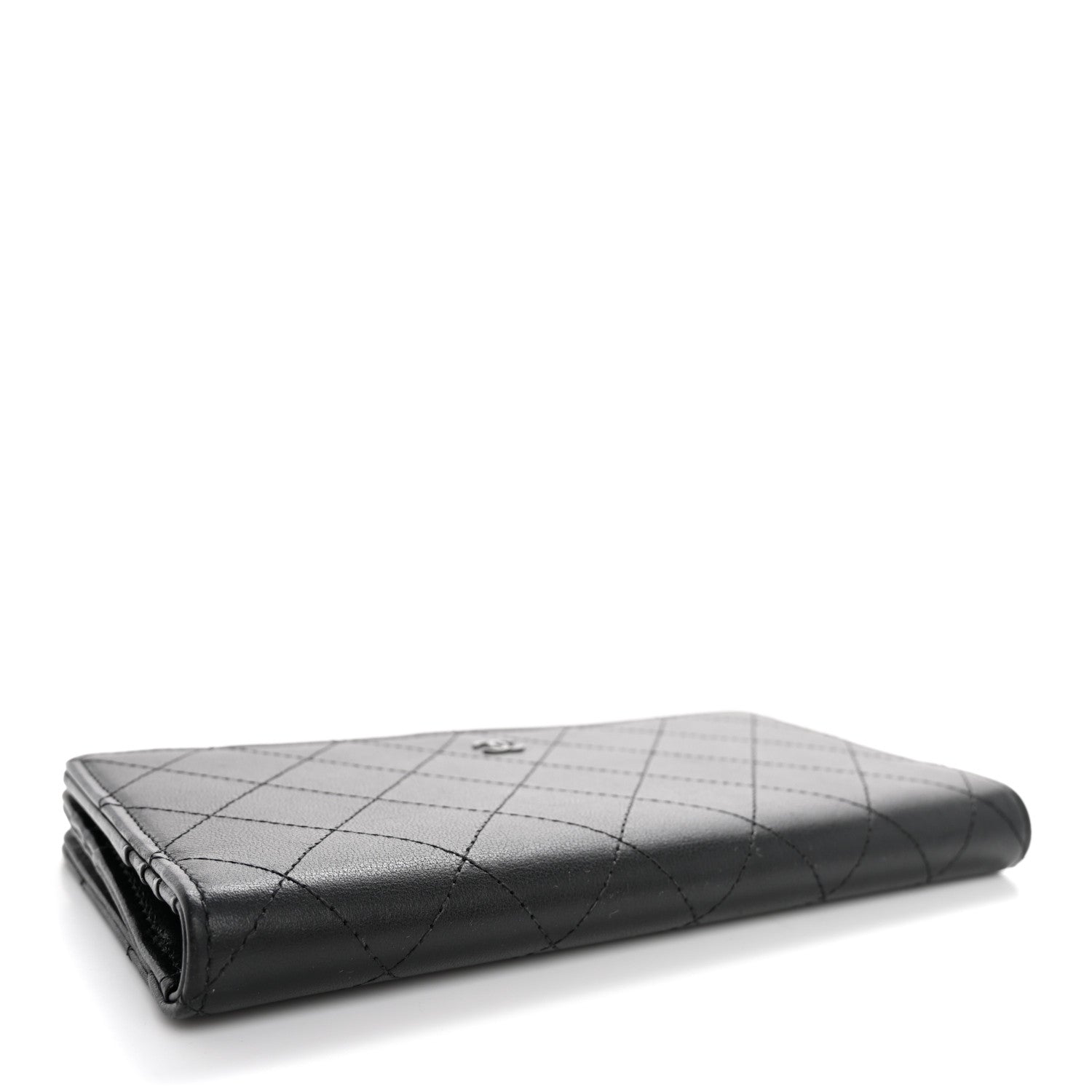 Chanel Grained Calfskin Quilted Long Zipped Wallet So Black 4 of 8