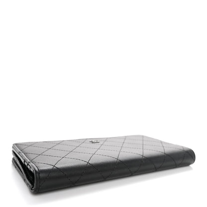Chanel Grained Calfskin Quilted Long Zipped Wallet So Black 4 of 8