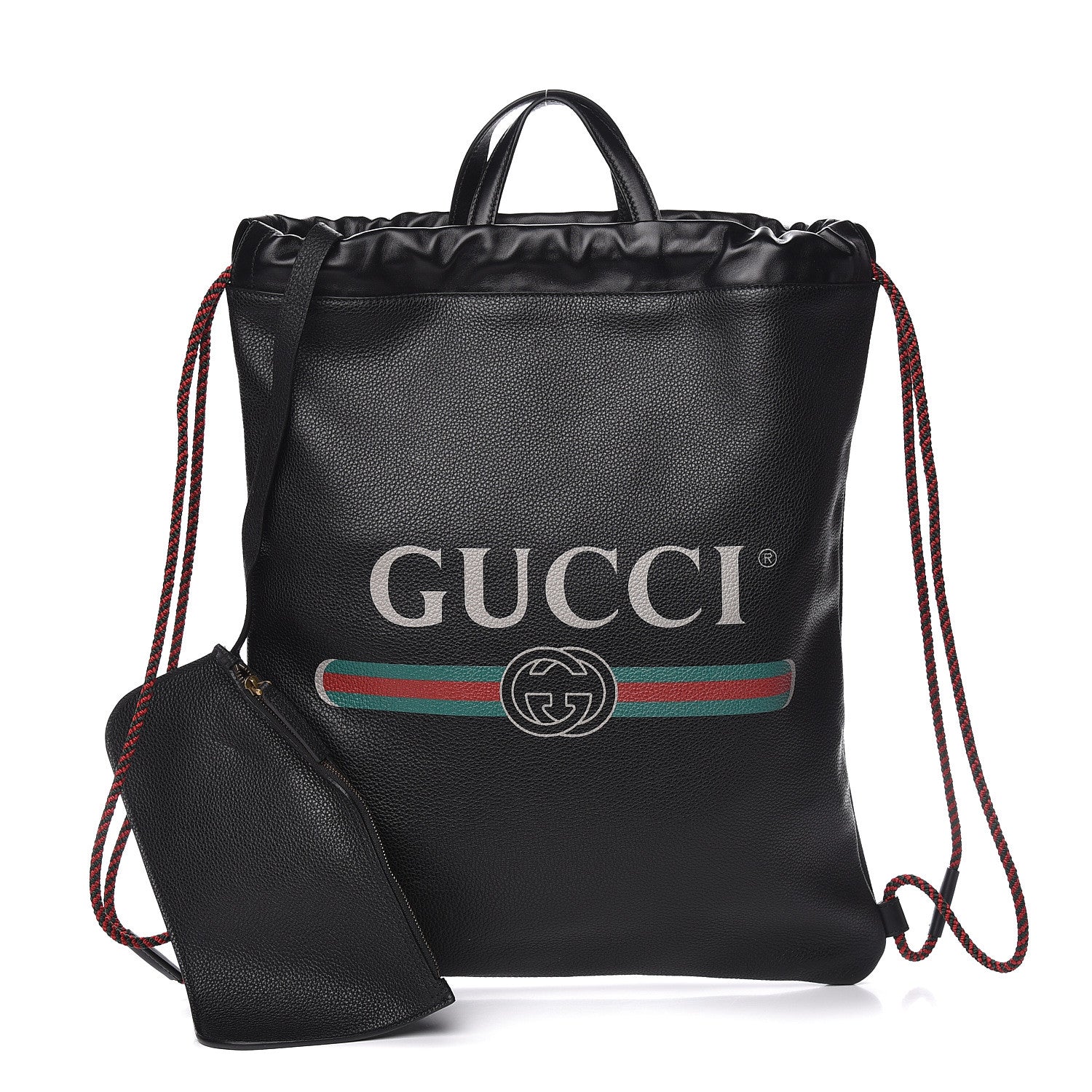 Gucci Calfskin Logo Drawstring Backpack Black 1 of 14