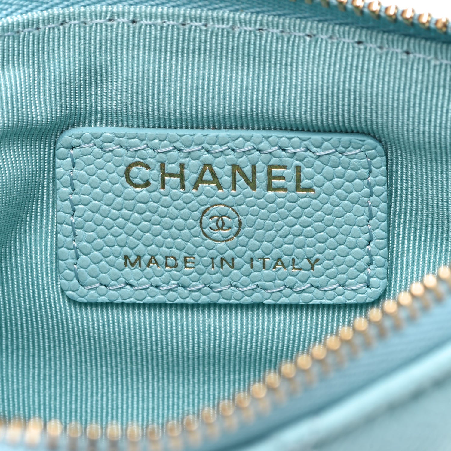 Chanel Caviar Quilted Small Cosmetic Case Light Blue 6 of 8