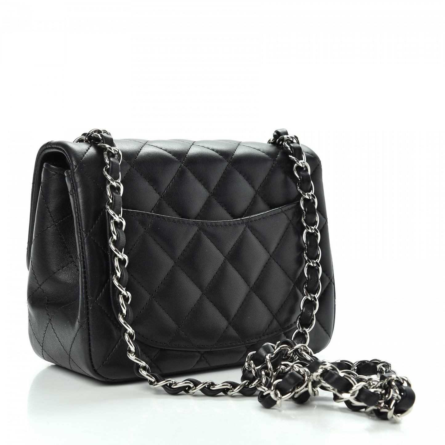 Lambskin Quilted Mini Square Flap Black