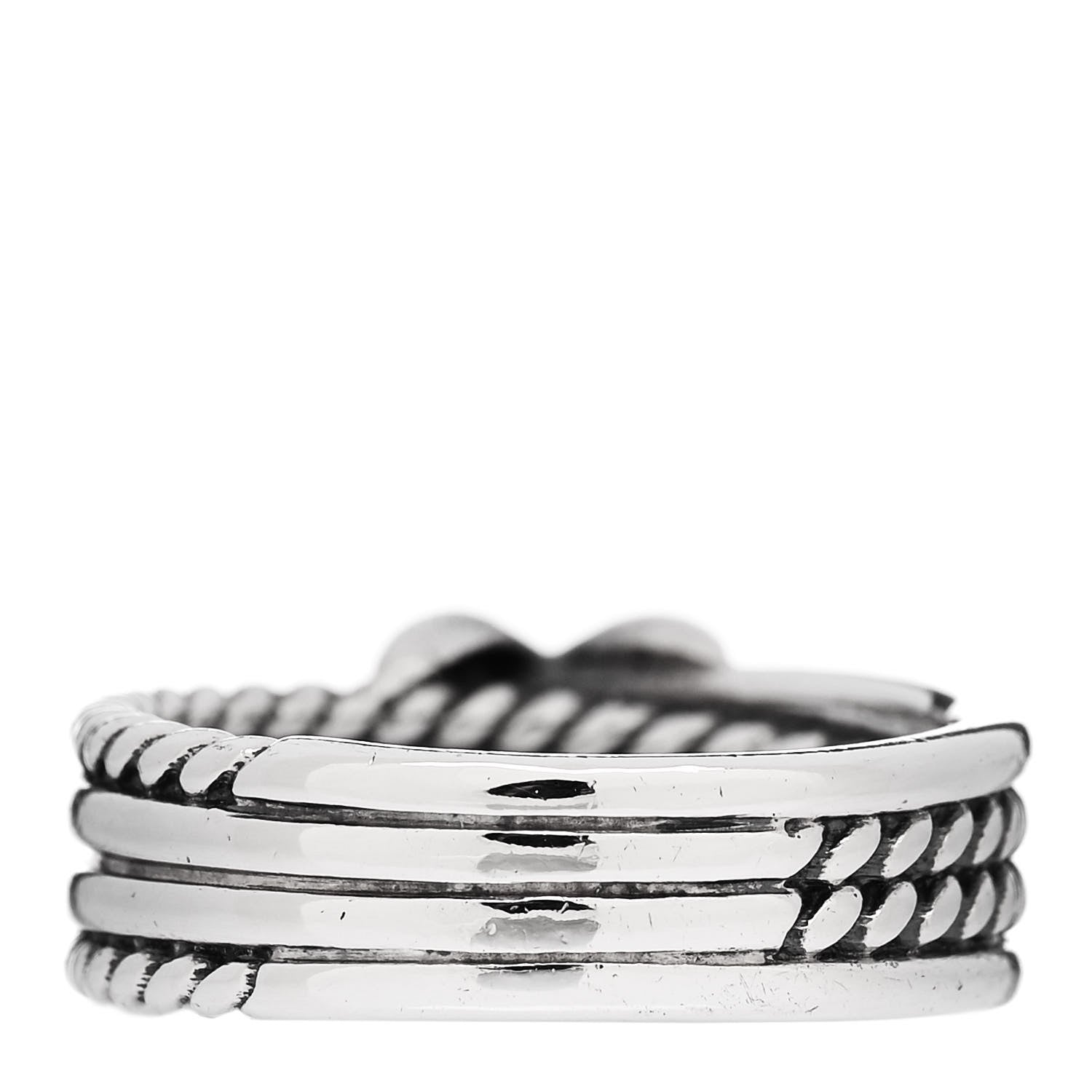 David Yurman Sterling Silver Diamond X Crossover Ring 52 6 3 of 4