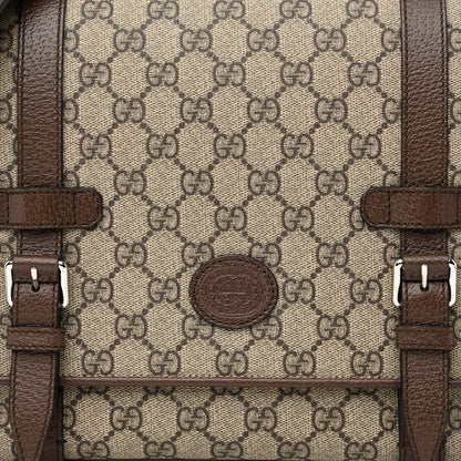 Gucci GG Supreme Monogram Textured Dollar Calfskin Retro Interlocking G Flap Messenger Bag Beige Ebony New Acero 8 of 12