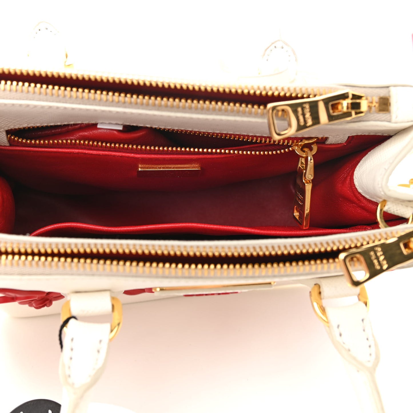 Saffiano Micro Galleria Double Zip Qixi Tote White Fuoco