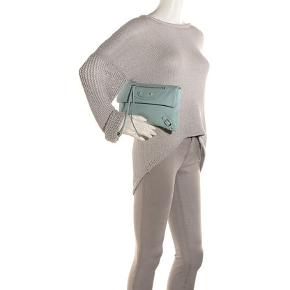 Balenciaga Matte Goatskin Rubber Covered Classic Hardware Envelope Clutch Bleu Layette 2 of 8