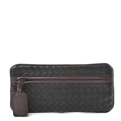 Bottega Veneta Nappa Intrecciato Zip Clutch Black Brown 1 of 8