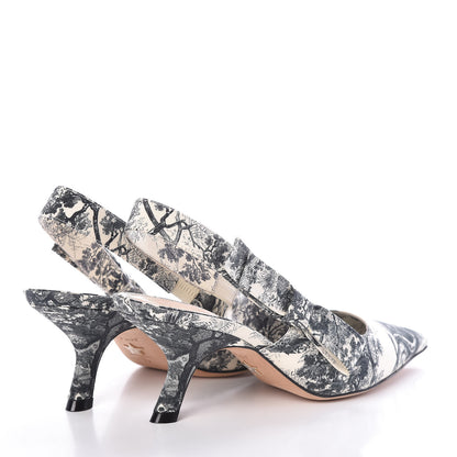 Christian Dior Toile De Jouy Sweet D Slingback Pumps 37 Off White 5 of 9