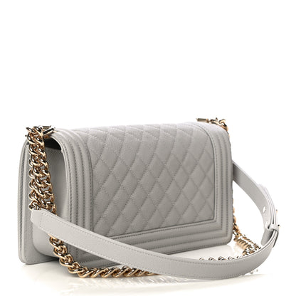 Chanel Caviar Quilted Medium Boy Flap Light Grey 2 of 10