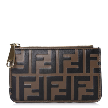 Fendi Vitello Soft F is Fendi Bi-Color FF 1974 Embossed Key Case Pouch Maya Black 1 of 9