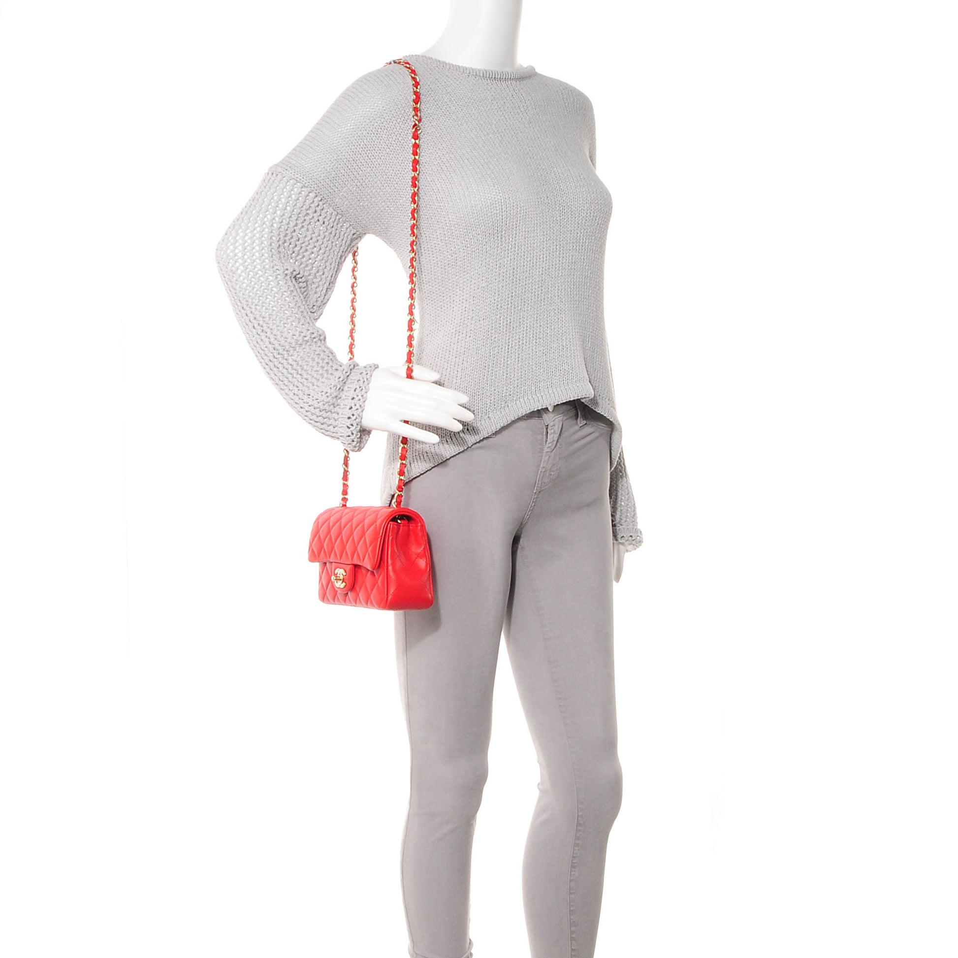 Chanel Lambskin Quilted Mini Rectangular Flap Red 2 of 8