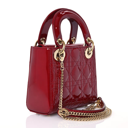 Christian Dior Patent Cannage Mini Lady Dior Red 3 of 12