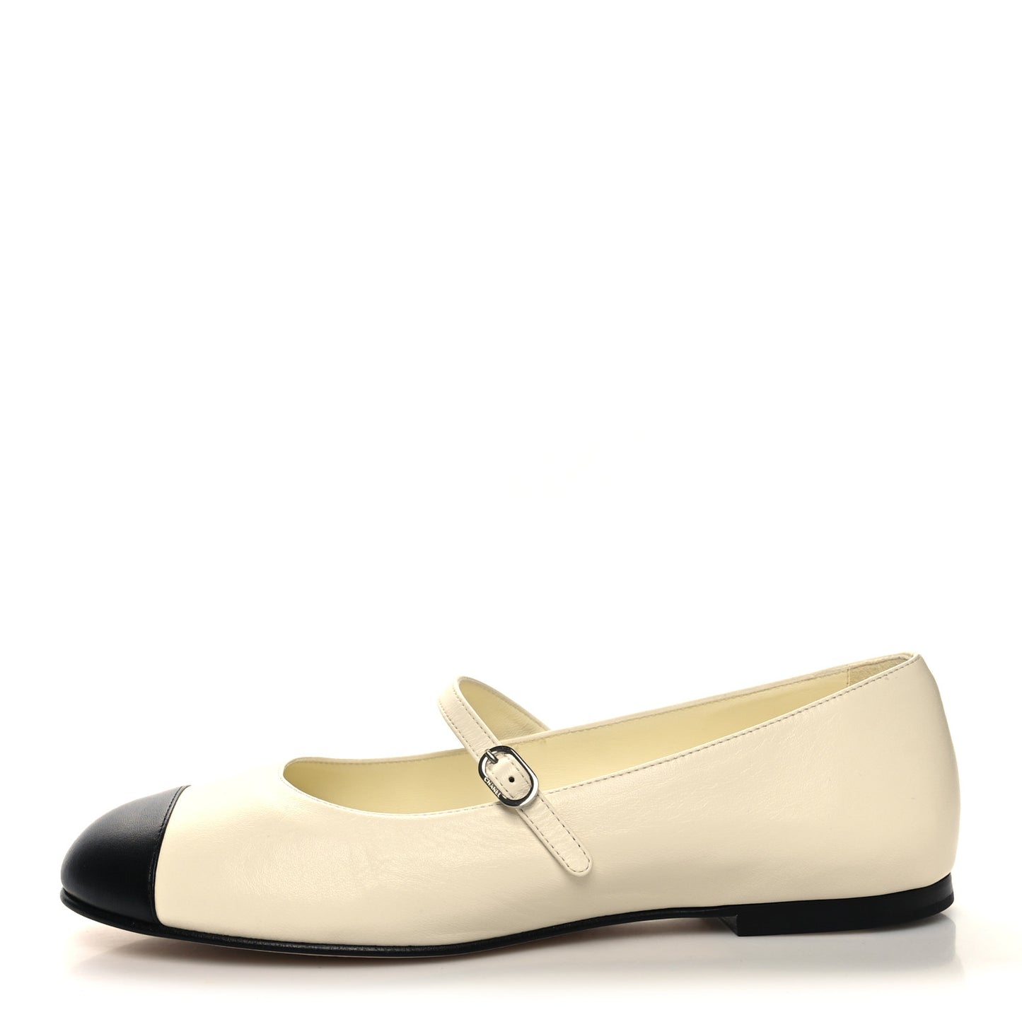 Lambskin Crystal Cap Toe CC Flats 39.5 Ivory Black