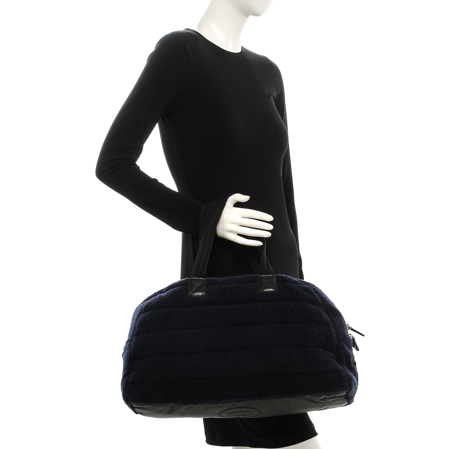 Chanel Terry Cotton Beach Bowler Bag Blue 2 of 7