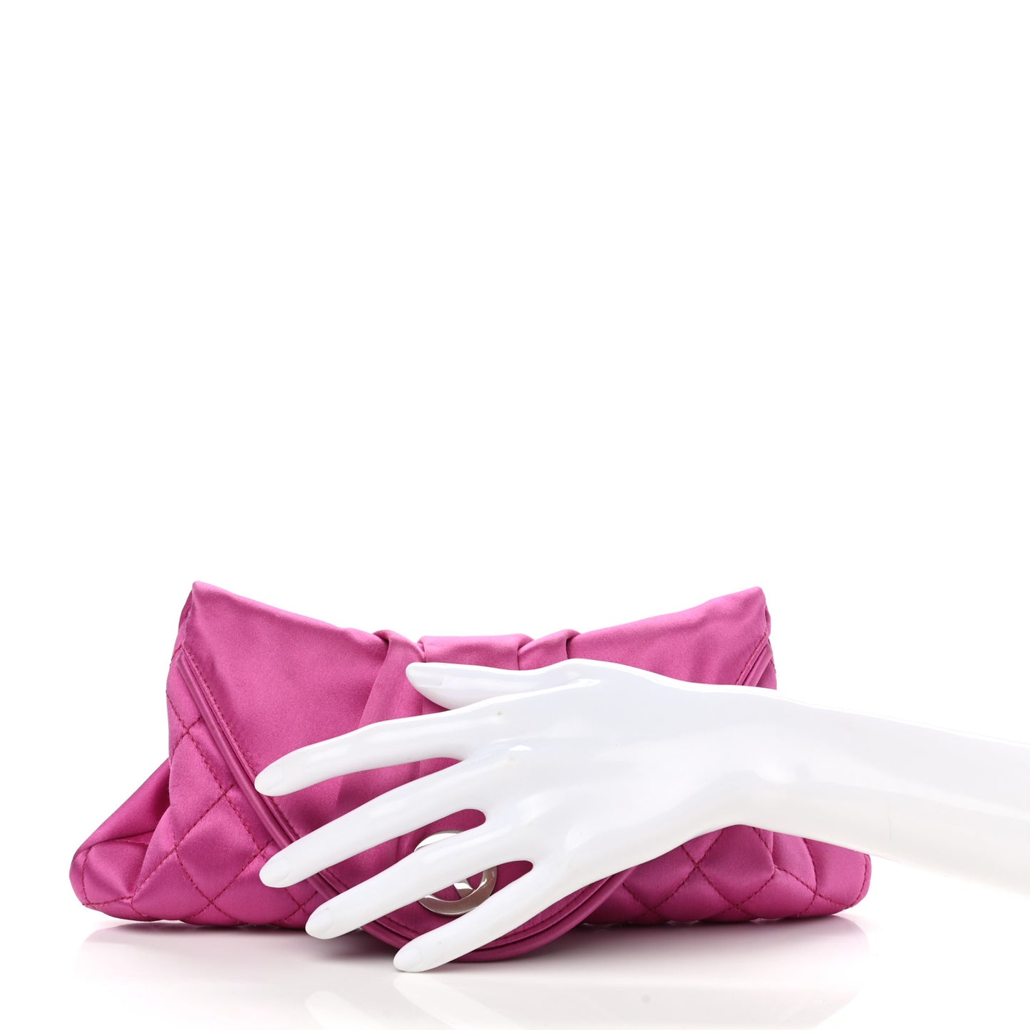 Satin Quilted Flap Clutch Fuchsia