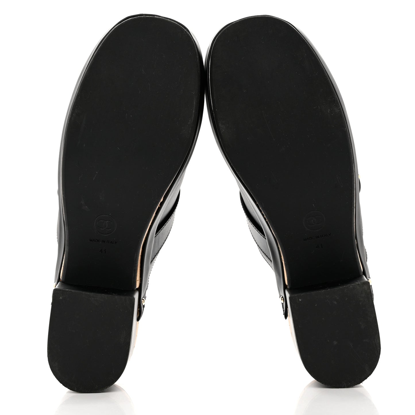 Calfskin CC Turn Lock Clogs 41 Black