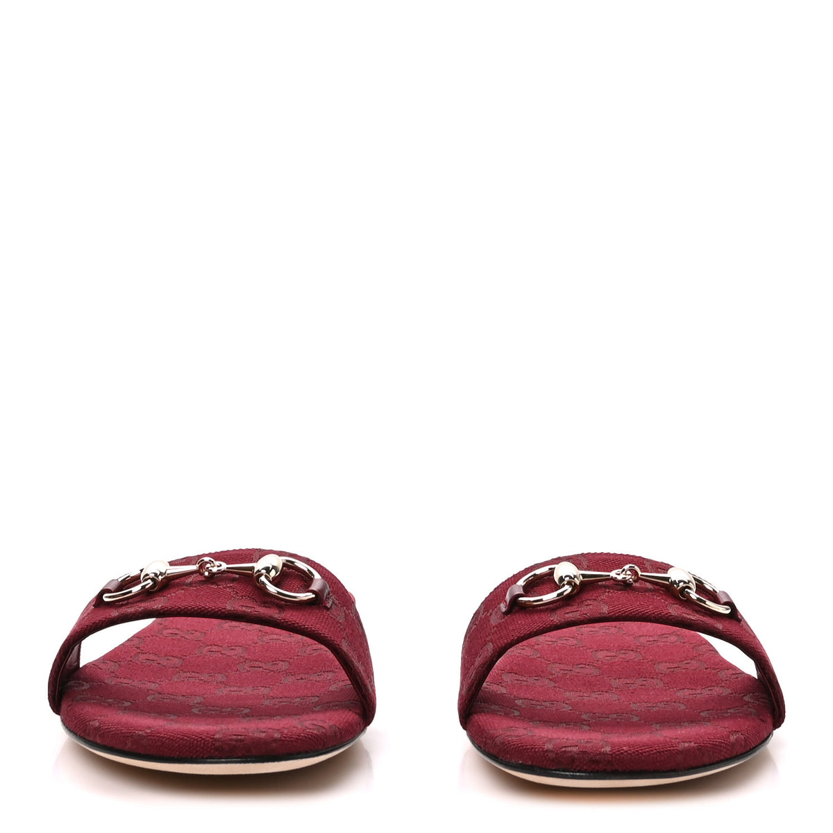 Gucci Canvas GG Monogram Horsebit Flat Slide Sandals 41 Rosso Ancora 3 of 10
