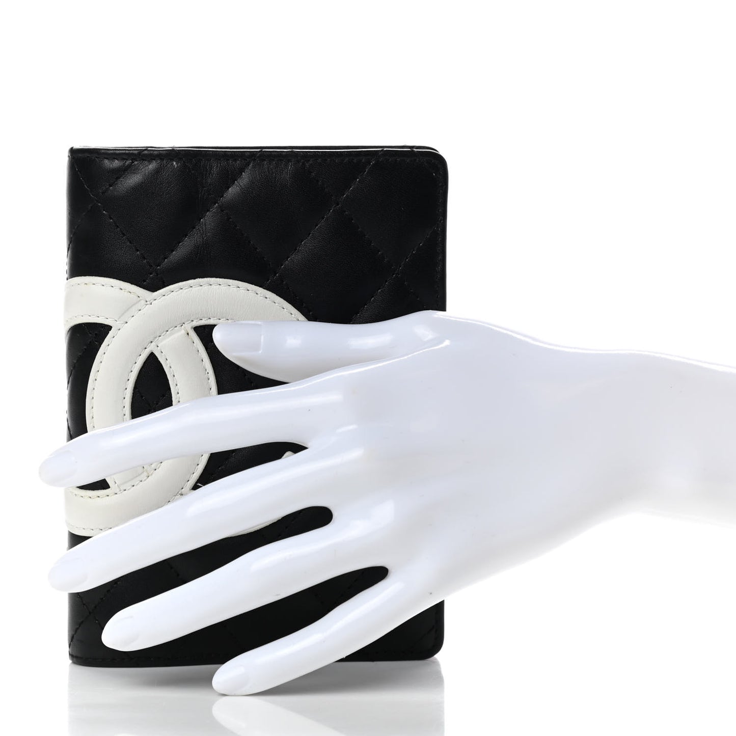 Calfskin Quilted Small Cambon Agenda Planner Black White