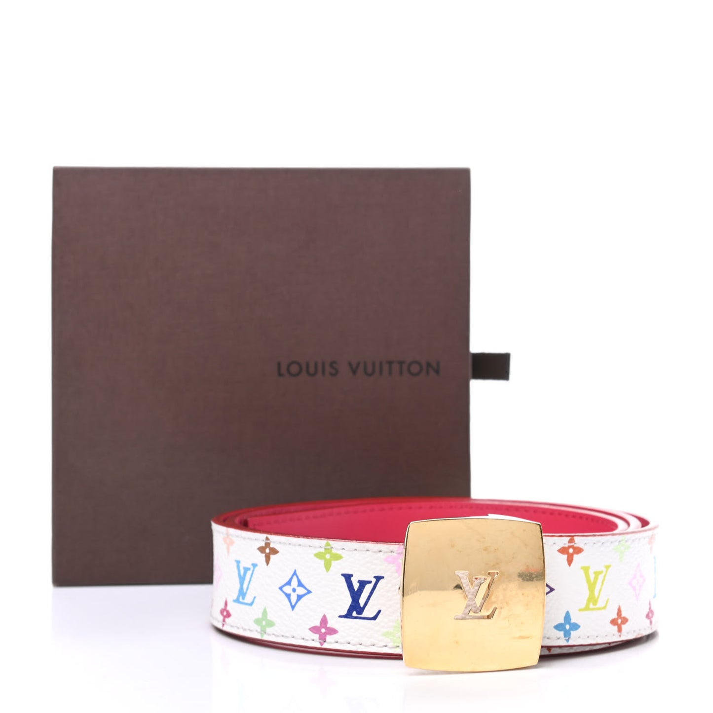 Monogram Multicolor LV Cut Reversible Belt 85 34 White Grenade