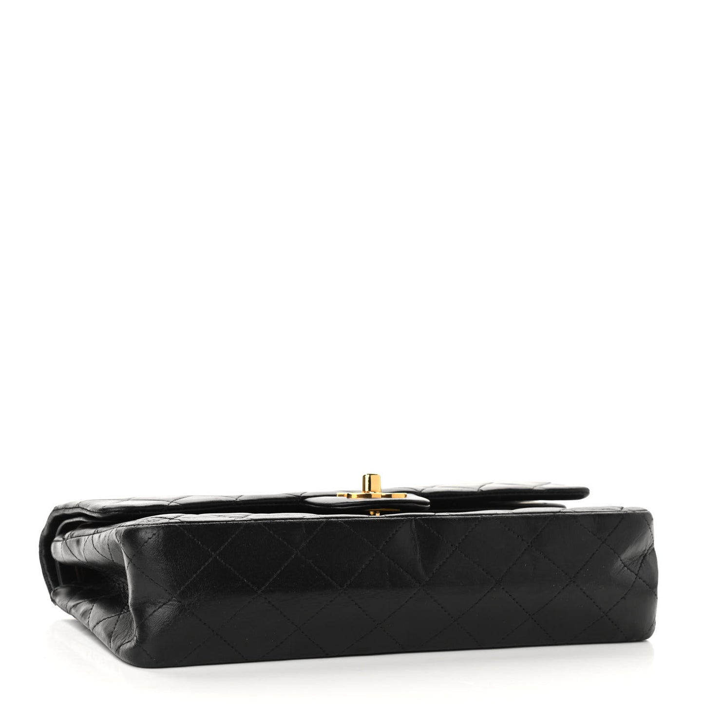 Lambskin Quilted Medium Double Flap Black