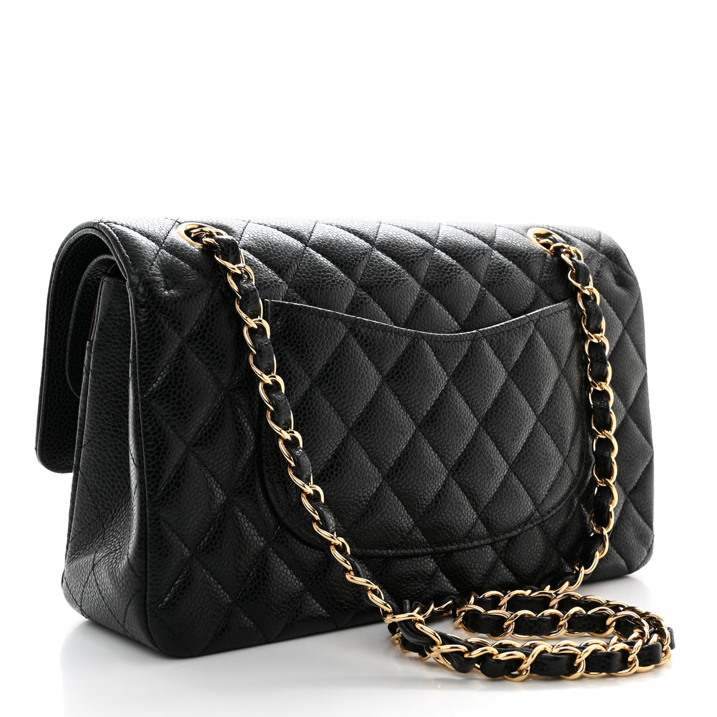 Caviar Quilted Medium Double Flap Black
