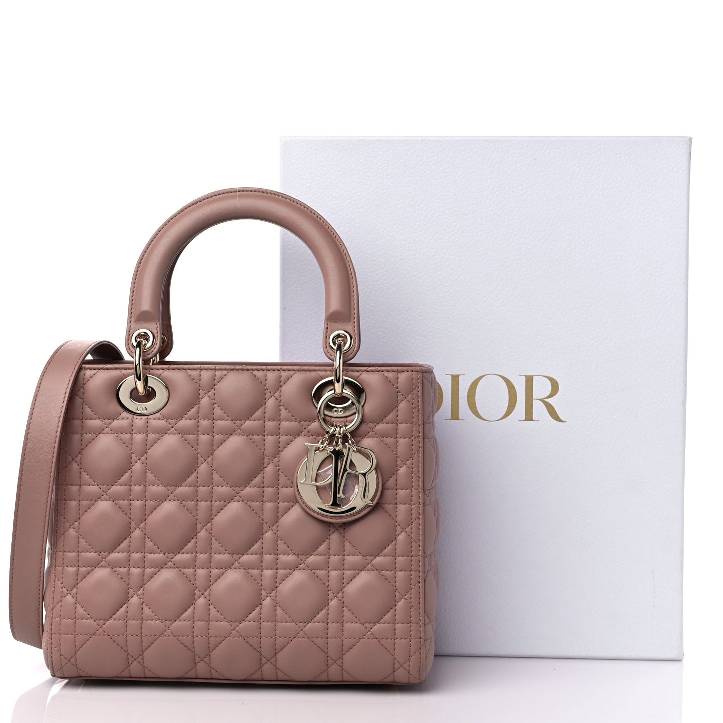 Lambskin Cannage Medium Lady Dior Blush