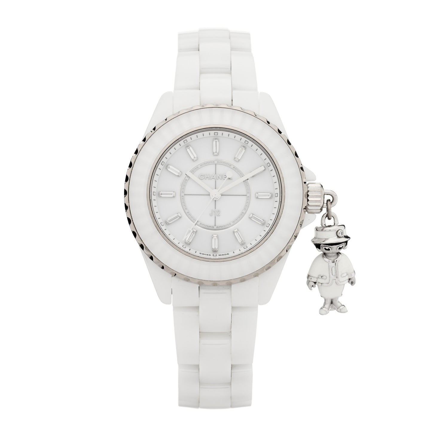 18K White Gold Ceramic Diamond 33mm J12 Limited Edition Mademoiselle Charm Quartz Watch White