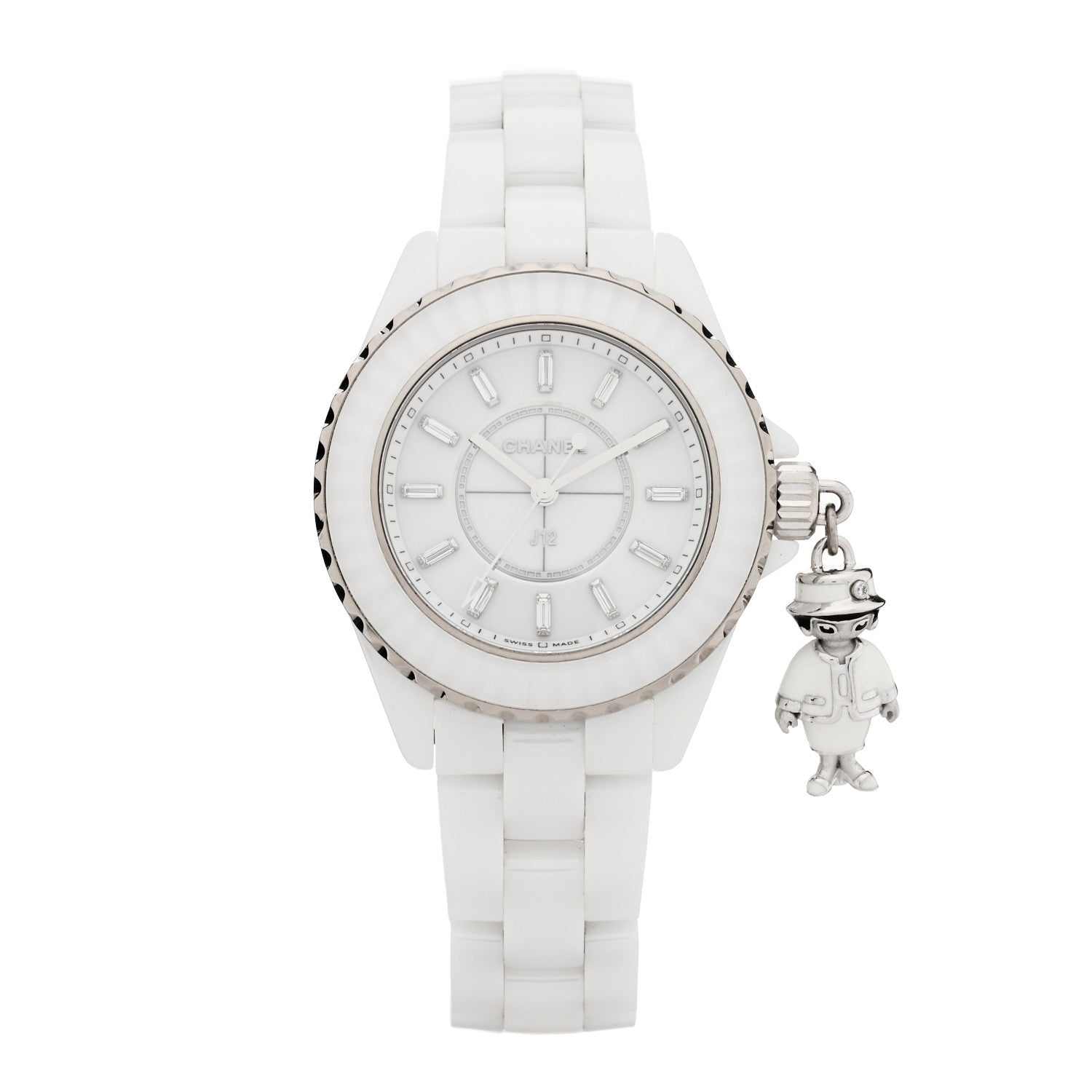 Chanel 18K White Gold Ceramic Diamond 33mm J12 Limited Edition Mademoiselle Charm Quartz Watch White 1 of 5