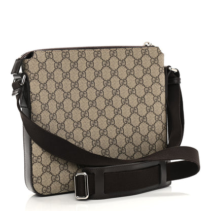 Gucci GG Supreme Monogram Selleria Calfskin Small Flat Messenger Bag Beige Ebony Cocoa Marrone Scuro 3 of 10