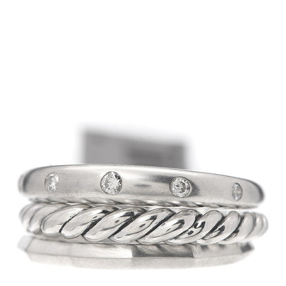 David Yurman Sterling Silver Diamond 9mm Stax Narrow Ring 54 7 1 of 5