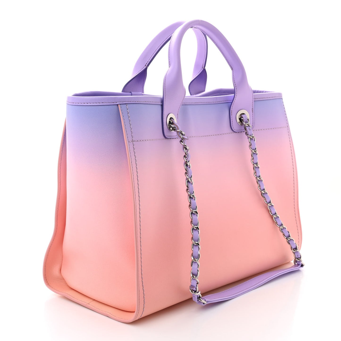 Shaded Calfskin Medium Deauville Tote Light Purple Pink Coral