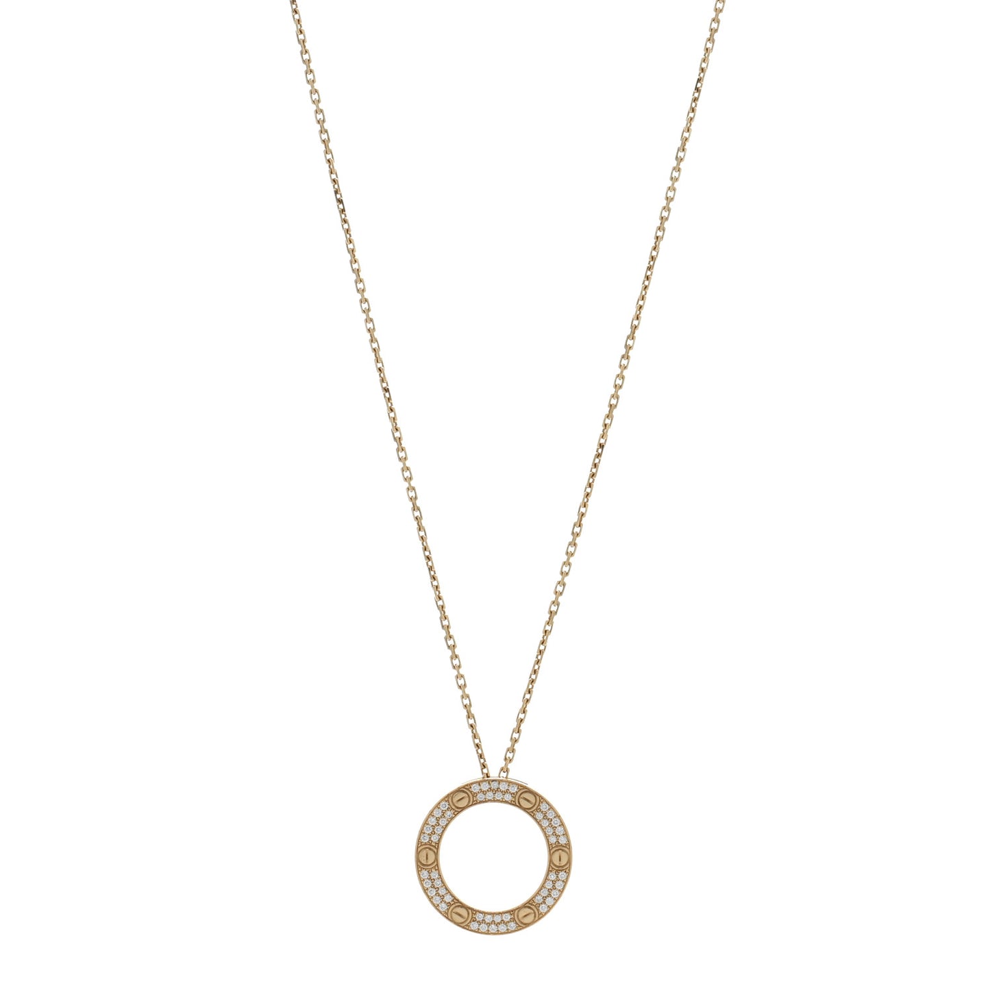 18K Yellow Gold Diamond LOVE Paved Necklace