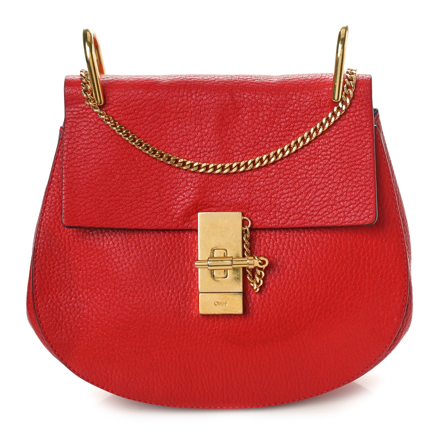 Grained Lambskin Drew Shoulder Bag Plaid Red