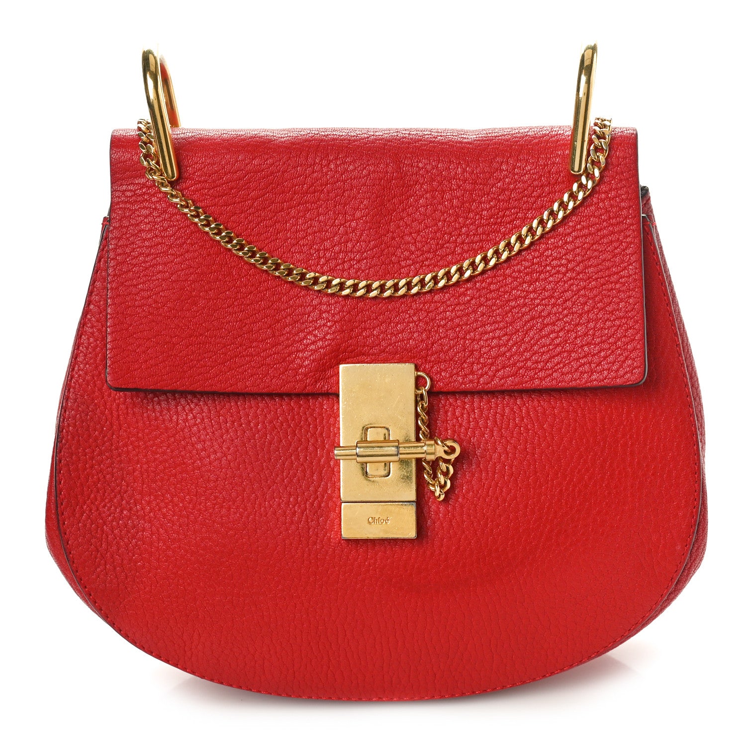 Chloe Grained Lambskin Drew Shoulder Bag Plaid Red 1 of 9