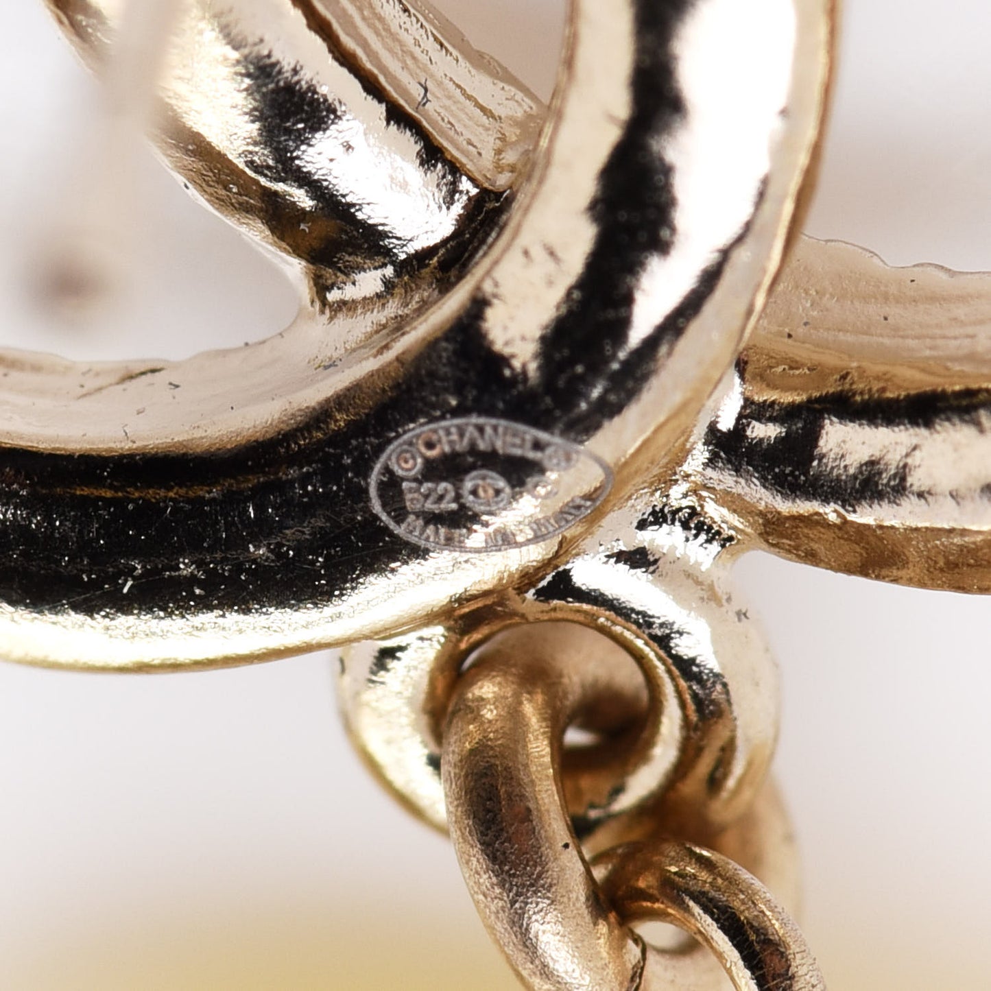 Pearl CC Double Heart Drop Earrings Gold