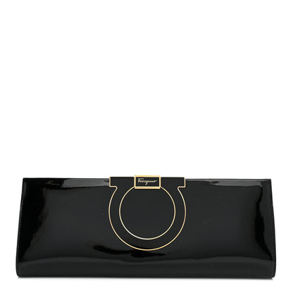Salvatore Ferragamo Patent Musa Gancini Clutch Black 1 of 7