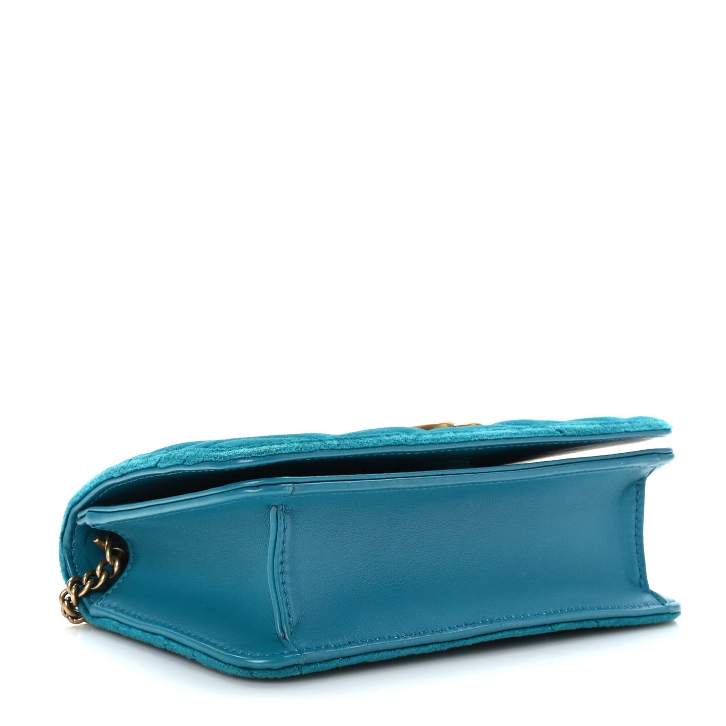 Velvet Matelasse GG Marmont Mini Bag Pavone Cyan