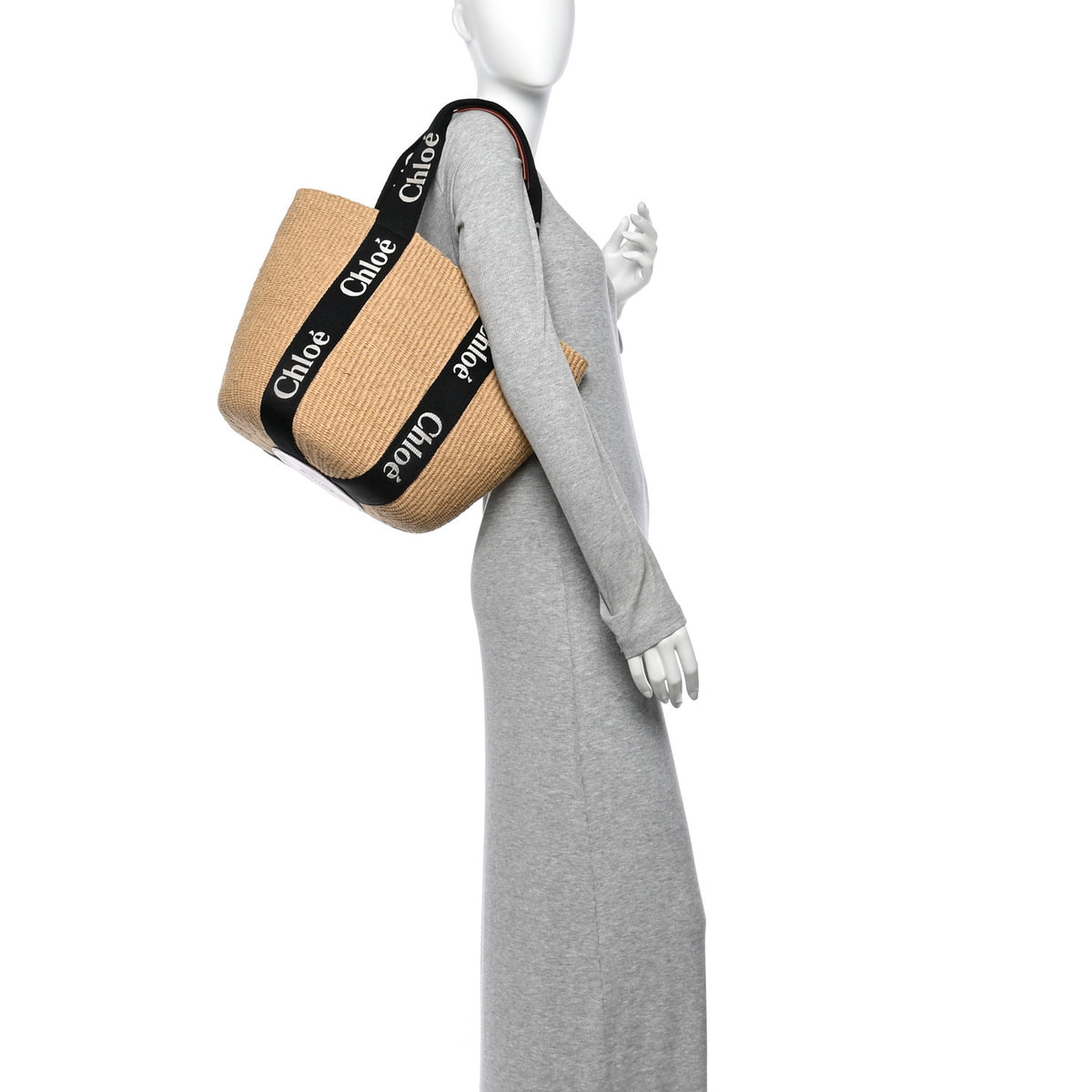 Chloe Raffia Large Woody Tote Black 2 of 9