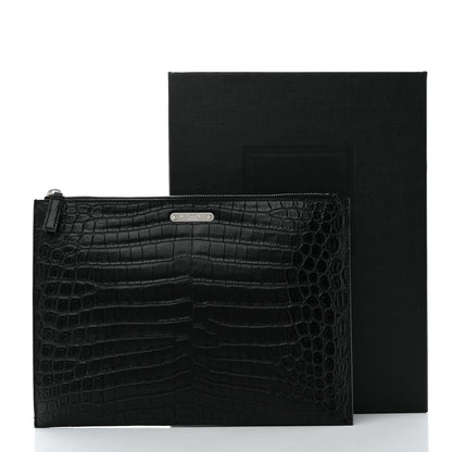 Saint Laurent Calfskin Crocodile Embossed Document Holder Black 9 of 9