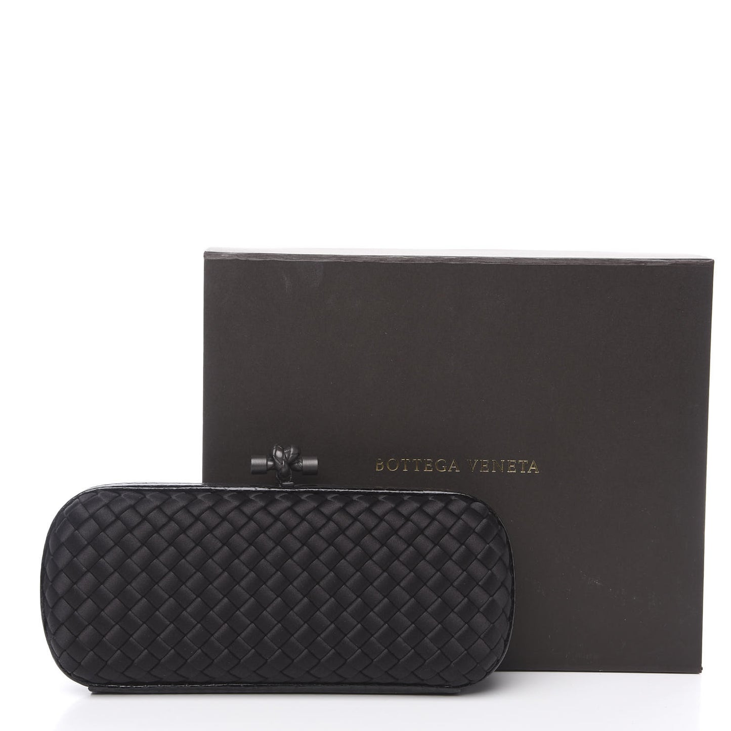 Satin Ayers Intreccio Impero Stretch Knot Clutch Black