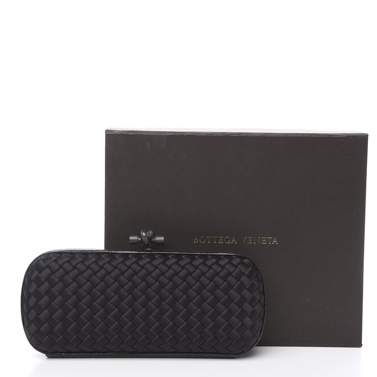 Bottega Veneta Satin Ayers Intreccio Impero Stretch Knot Clutch Black 8 of 8