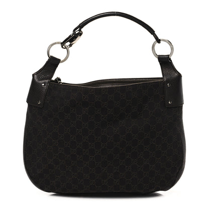 Gucci Monogram Calfskin Horsebit Classic Ring Hobo Dark Brown 1 of 11