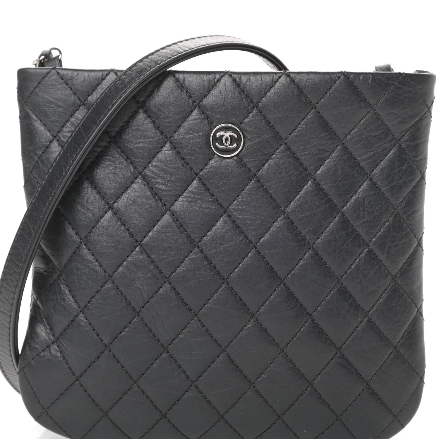 Chanel Aged Calfskin Quilted Crossbody Bag Black 8 of 10