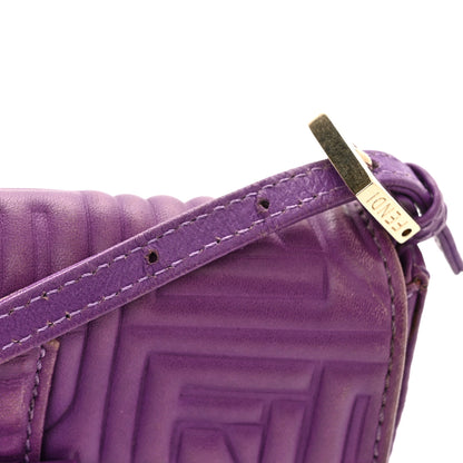 Fendi Nappa Logo Embossed Mini Baguette Purple 14 of 15