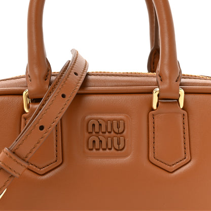 Miu Miu Calfskin Mini Arcadie Top Handle Bag Cognac 7 of 9