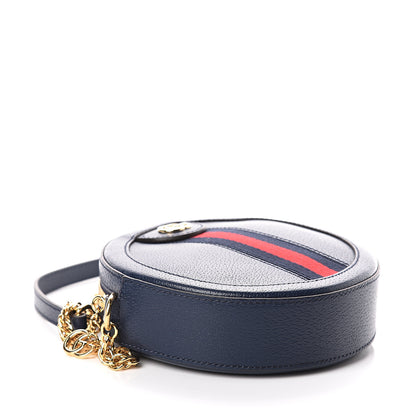 Gucci Soft Textured Calfskin Web Mini Ophidia Round Shoulder Bag Blue Agata 3 of 7
