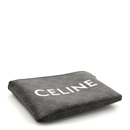 Celine Triomphe Canvas Logo Coin and Card Pouch With Hook Black 4 of 8