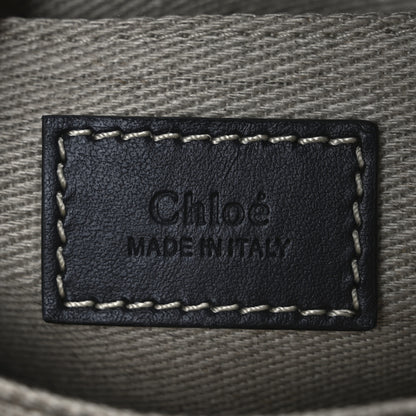 Chloe Linen Calfskin Mini Woody Ribbon Tote White Navy 6 of 10