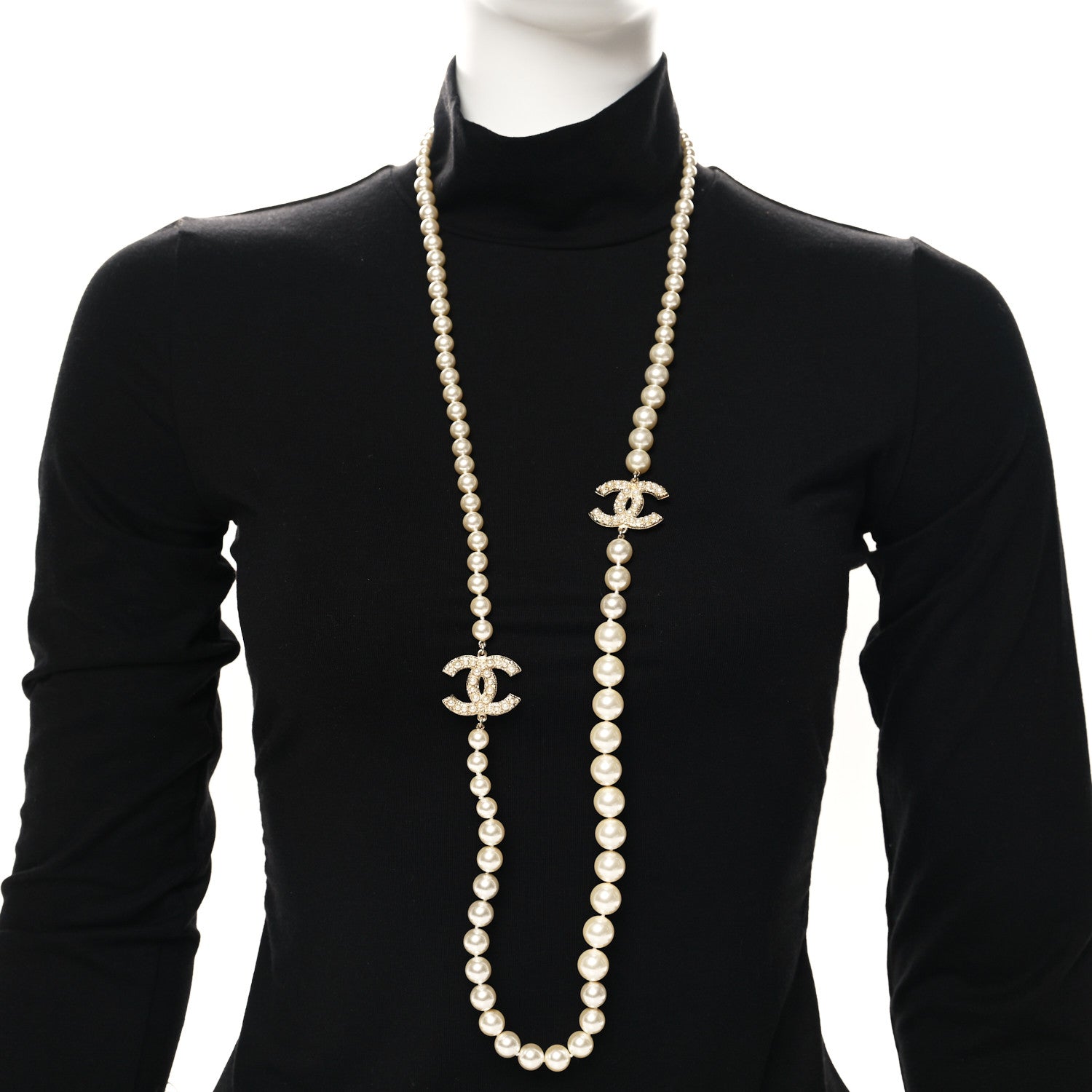 Chanel Pearl CC 100th Anniversary Long Necklace Light Gold 2 of 5