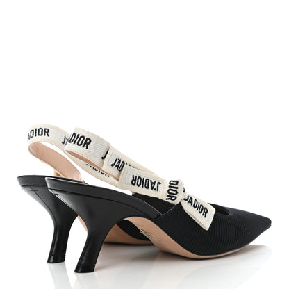 Christian Dior Technical Canvas Ribbon J Adior Slingback 65mm Pumps 38 Black 4 of 8