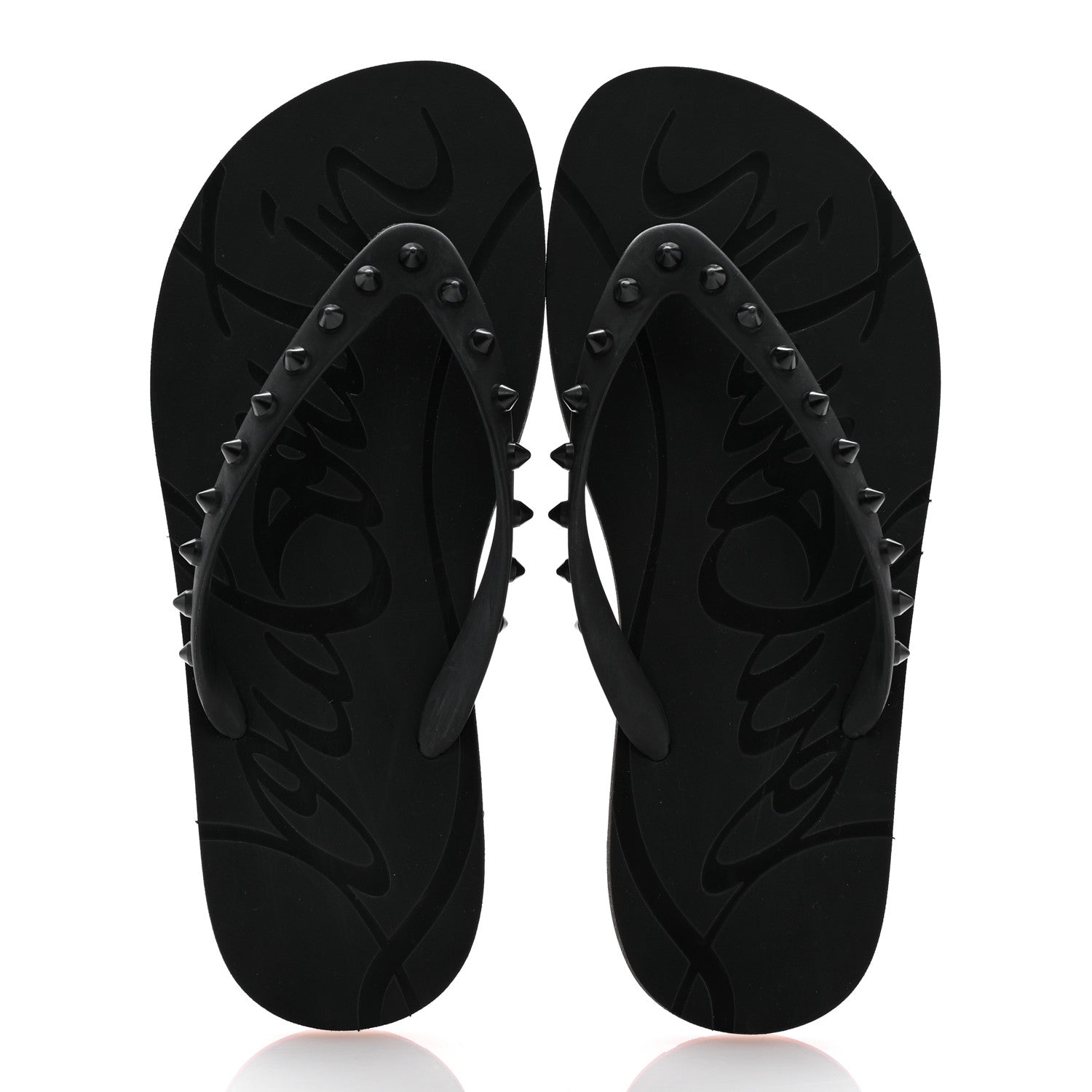 Christian Louboutin Rubber Spike Loubi Donna Flip Flop 38 Black 2 of 8